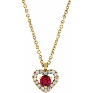 Payoja Natural Ruby Yellow Gold 3 Prong  Necklace