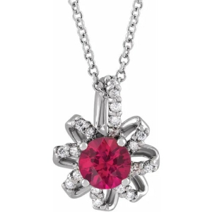 Phaidra Natural Ruby Silver 4 Prong  Necklaces