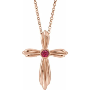 Parvini Natural Ruby Rose Gold Bezel Set  Necklace