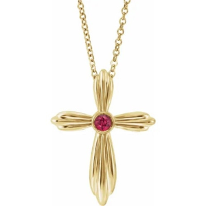 Parvini Natural Ruby Yellow Gold Bezel Set  Necklace