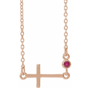 Impatiens Natural Ruby Rose Gold Bezel Set  Necklaces