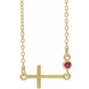 Impatiens Natural Ruby Yellow Gold Bezel Set  Necklaces