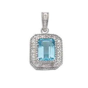 Vilma 2.05 Carat Blue Topaz Emerald cut Gemstone Necklaces