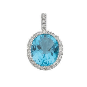 Verena 6.06 Carat Blue Topaz Oval cut Prong Set  Gemstone Necklaces