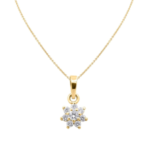 Tamie Natural Diamond Yellow Gold Prong Set Cluster Pendants Necklaces