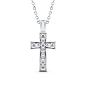 Panyin Natural Diamond Rose Gold Channel Set Cross Pendant Necklace