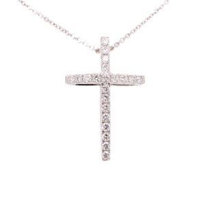 Panya Natural Diamond Rose Gold 4 Prong Cross Pendant Necklace