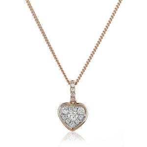 Palmira Natural Diamond Rose Gold Pave Set Heart Necklaces