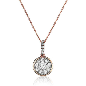 Petronyl Natural Diamond Rose Gold Pave Set Circle Pendants Necklaces