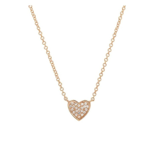 Pierina Natural Diamond Rose Gold Pave Set Heart Necklaces