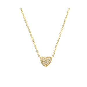 Pierina Natural Diamond Yellow Gold Pave Set Heart Necklaces