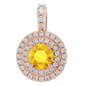 Twylla Rose Gold 4 Prong Yellow Diamond Pendants Necklaces