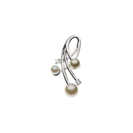 7.00 MM Round Fresh Water Pearl And Natural Diamond Pendant