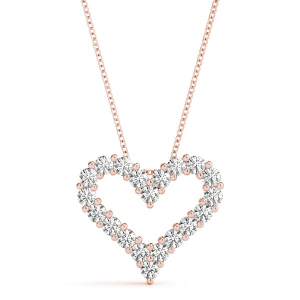 Pearline Natural Diamond Rose Gold Heart Necklaces