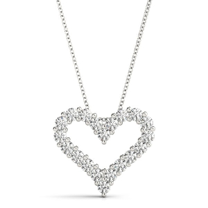 0.25 - 1.00 Carat Natural Diamond  Heart Pendants Necklaces