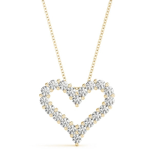 Pearline Natural Diamond Yellow Gold Heart Necklaces