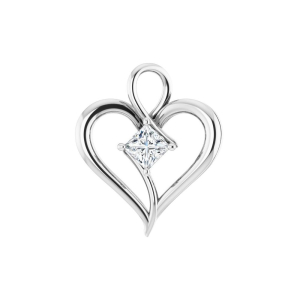 Philena 0.20 - 3.00 Carat Natural Diamond Princess cut 4 Prong  Heart Necklaces