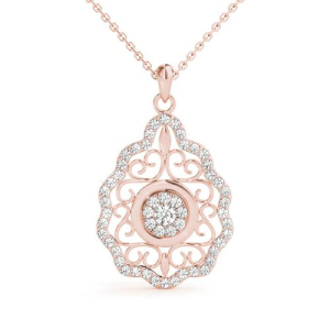 Tandi Lab-Created Diamond Rose Gold Pave Set Cluster Pendants Necklaces