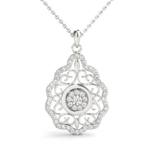 Lab-Created Diamond Platinum Cluster Pendants Necklaces