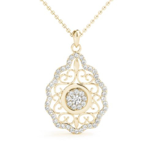 Tandi Lab-Created Diamond Yellow Gold Pave Set Cluster Pendants Necklaces