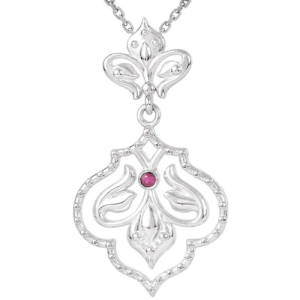 Pieta Natural Ruby Rose Gold Bezel Set  Necklaces