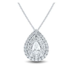 Tanika Natural Diamond 3 Prong Halo Pendant Necklaces