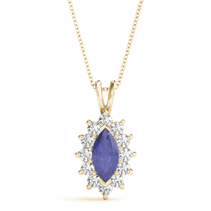 Halo Pendant Blue Sapphire Yellow Gold 