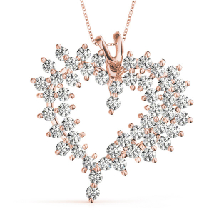 Rosalia Natural Diamond Rose Gold 2 Prong Heart Necklaces