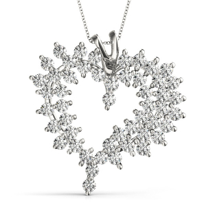 Rosalia Natural Diamond Platinum 2 Prong Heart Necklaces