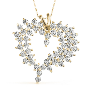 Rosalia Natural Diamond Yellow Gold 2 Prong Heart Necklaces