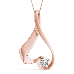 Rexine Natural Diamond Rose Gold 4 Prong Solitaire Pendant Necklaces