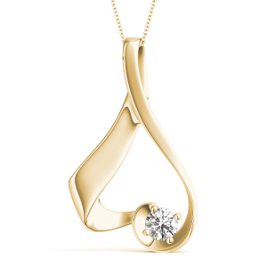 Rexine Natural Diamond Yellow Gold 4 Prong Solitaire Pendant Necklaces