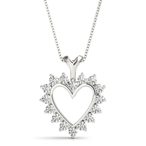 Natural Diamond Silver Channel And Prong Set Heart Necklaces