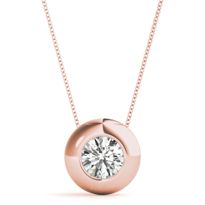 Reynilda Natural Diamond Rose Gold Bezel Set Solitaire Pendant Necklaces