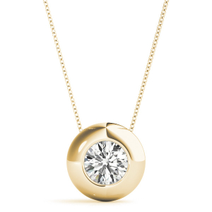 Reynilda Natural Diamond Yellow Gold Bezel Set Solitaire Pendant Necklaces