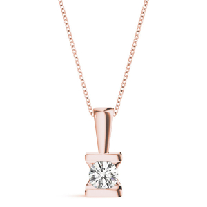 Ricela Natural Diamond Rose Gold Channel Set Solitaire Pendant Necklaces