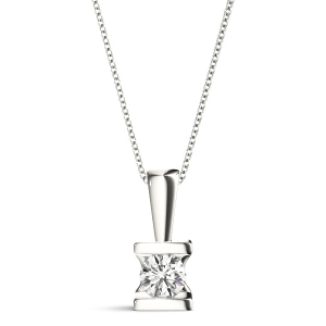 Natural Diamond Platinum Solitaire Pendant Necklaces