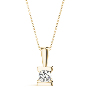 Ricela Natural Diamond Yellow Gold Channel Set Solitaire Pendant Necklaces