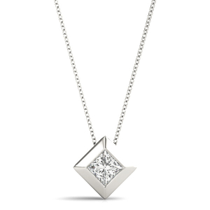 Natural Diamond White Gold Solitaire Pendant Necklaces