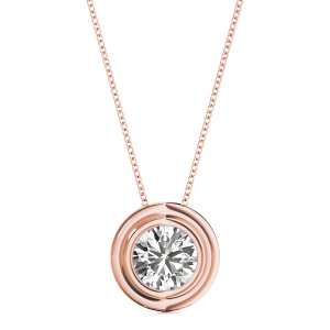 Natural Diamond Rose Gold Solitaire Pendant Necklaces