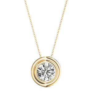 Natural Diamond Yellow Gold Solitaire Pendant Necklaces