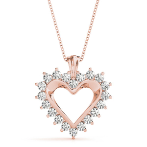 Jessica Natural Diamond Rose Gold Prong Set Heart Necklaces