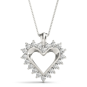 Jessica Natural Diamond Platinum Prong Set Heart Necklaces