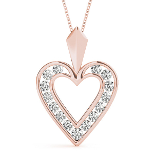 Lily Natural Diamond Rose Gold Channel Set Heart Necklaces