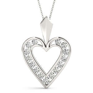 Lily Natural Diamond Platinum Channel Set Heart Necklaces