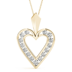 Lily Natural Diamond Yellow Gold Channel Set Heart Necklaces