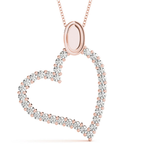 Reina Natural Diamond Rose Gold Shared Prong Heart Necklaces