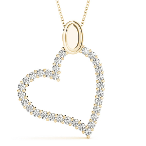 Reina Natural Diamond Yellow Gold Shared Prong Heart Necklaces