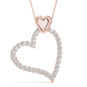 Natural Diamond Rose Gold Shared Prong Heart Necklaces