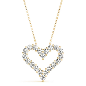 Natural Diamond Yellow Gold Shared Prong Heart Necklaces